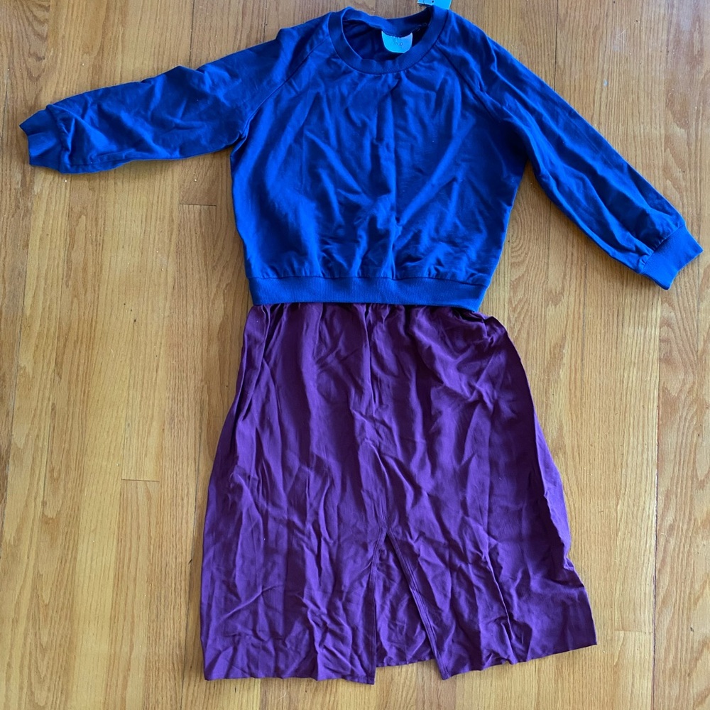 LOUP NYC Sweater dress Size L navy & merlot nwt
